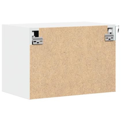 Нощно шкафче за стена с LED осветление, бяло