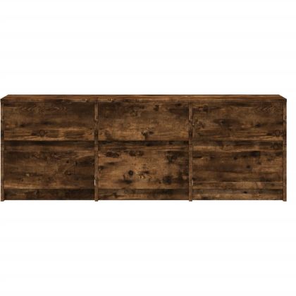 ТВ шкаф с LED, опушен дъб, 140x34x50 см, инженерно дърво