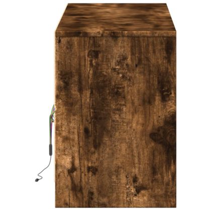 ТВ шкаф с LED, опушен дъб, 140x34x50 см, инженерно дърво