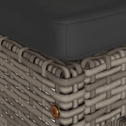 Градински бар табуретки с възглавници, 4 бр, полиратан, сиви