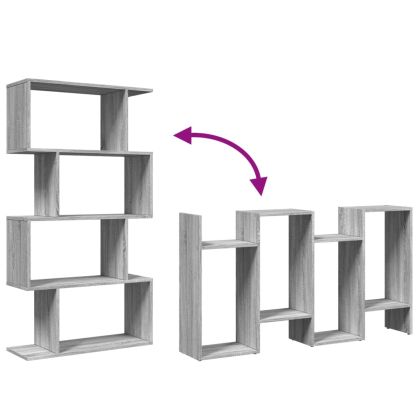 Разделител за стая / библиотека 4 нива сив сонома 70x24x129 см
