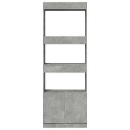 Висок шкаф, Бетонно сив, 63x33x180 см, инженерно дърво
