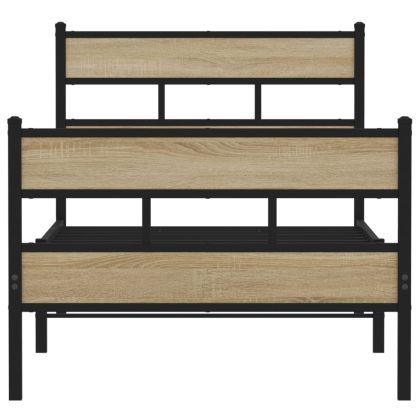 Метална рамка за легло, без матрак, сонома дъб, 100x190 см