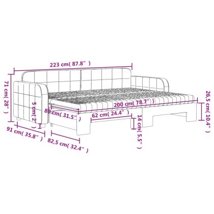 Канапе с изтеглящо легло и матраци тъмносиво 80x200 см кадифе