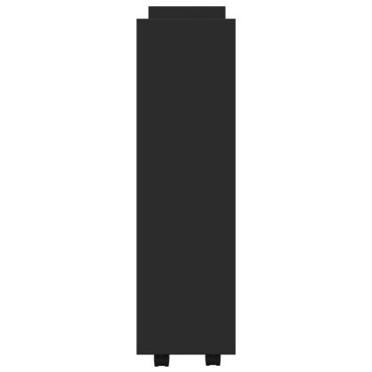 Тясна количка за съхранение, 3 нива, черна, инженерно дърво