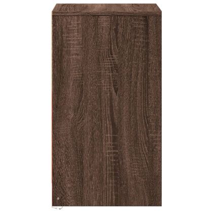 Нощно шкафче с LED осветление, кафяв дъб, инженерно дърво