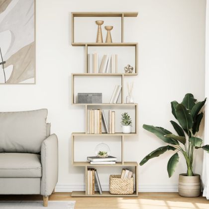 Разделител за стая / библиотека сонома дъб 6 нива 70x24x193 см