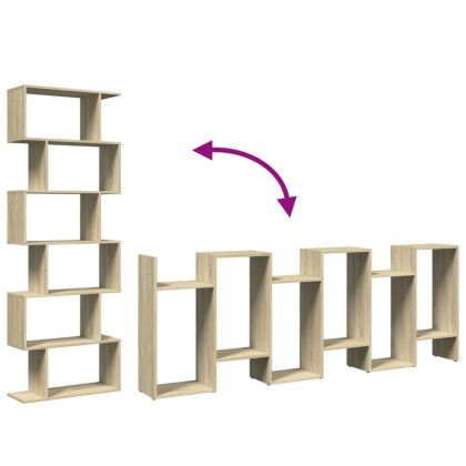 Разделител за стая / библиотека сонома дъб 6 нива 70x24x193 см