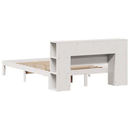 Легло с етажерка за книги, без матрак, 150x200 см, бор масив