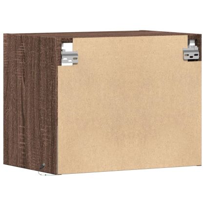 Нощно шкафче за стена с LED осветление, кафяв дъб