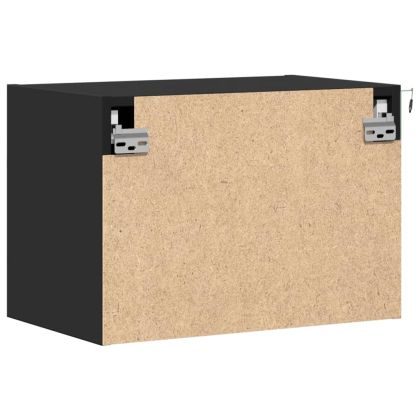 Нощни шкафчета за стена с LED осветление, 2 бр, черни