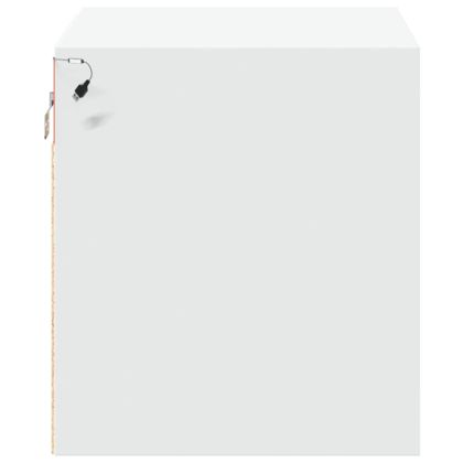 Нощни шкафчета за стена с LED осветление, 2 бр, бели