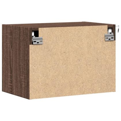 Нощно шкафче за стена с LED осветление, кафяв дъб