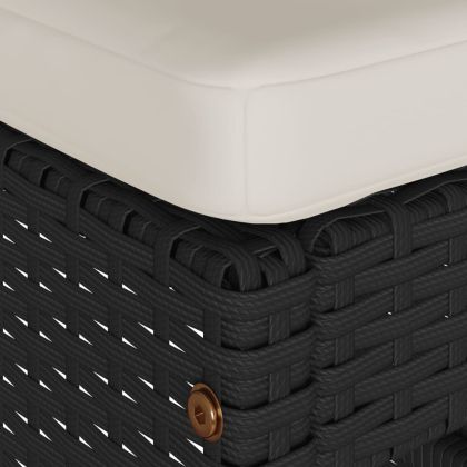 Градински бар табуретки с възглавници, 4 бр, черен полиратан