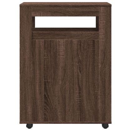 Тесен шкаф за баня с колелца, кафяв дъб, инженерно дърво