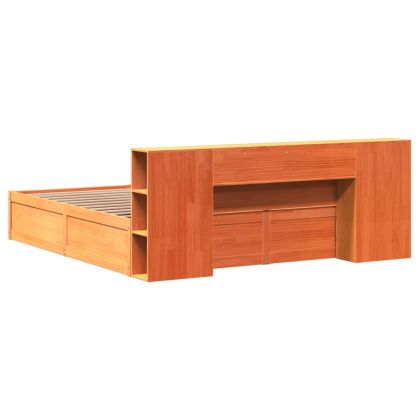 Рамка за легло без матрак, восъчнокафяв, 200x200 см, бор масив