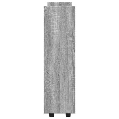 Тясна количка за съхранение 3 нива сив сонома инженерно дърво