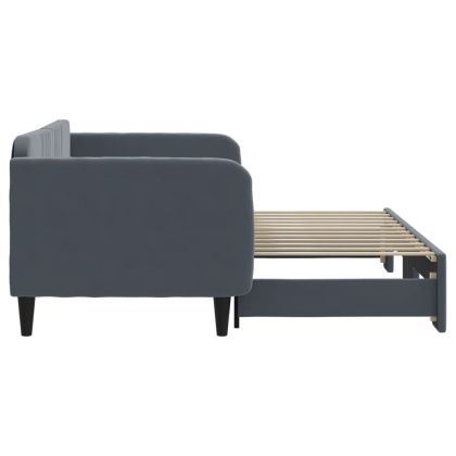 Канапе с изтеглящо легло тъмносива 90x200 см кадифе