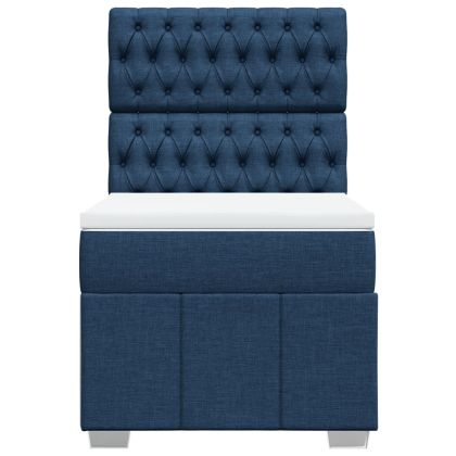 Боксспринг легло с матрак, синя, 90x190 см, плат