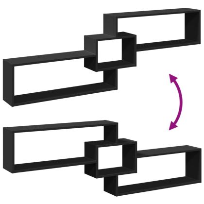 Стенен шкаф, 158x18x53 см, черен, инженерно дърво