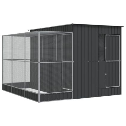 Птичарник с удължител, сребрист, 290x303x216 см, стомана