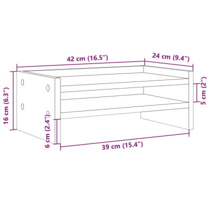 Стойка за монитор, бетонно сива, 42x24x16 см, инженерно дърво