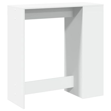 Бар маса с рафтове, бяла, 101x40x103,5 см, инженерно дърво