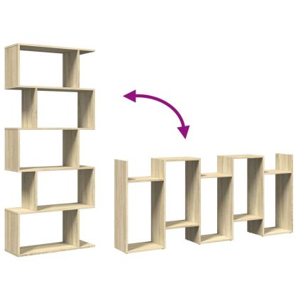 Разделител за стая / библиотека 5 нива сонома дъб 70x24x161 см