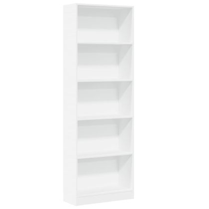 Библиотека, бяла, 60x24x176 см, инженерно дърво
