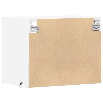 Нощни шкафчета за стена с LED осветление, 2 бр, бели