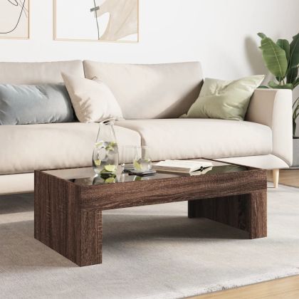 Маса за кафе с Infinity LED, кафяв дъб, 90x50x30 см