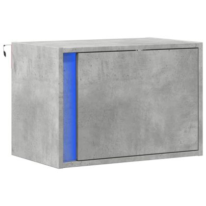 Нощно шкафче за стена с LED осветление, бетонно сиво