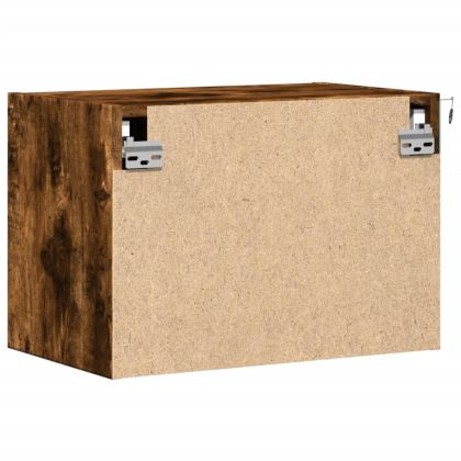 Нощно шкафче за стена с LED осветление, опушен дъб