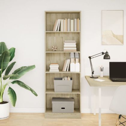 Библиотека, сонома дъб, 60x24x176 см, инженерно дърво