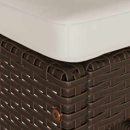 Градински бар табуретки с възглавници, 4 бр, кафяв полиратан