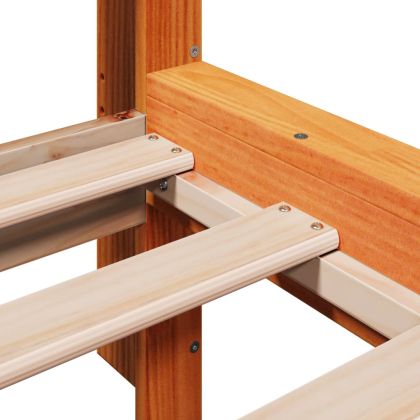 Легло с етажерка за книги, без матрак, 90x200 см, бор масив