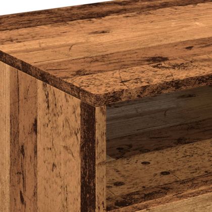 Маса за кафе с LED осветление, старо дърво, 90x49x40 см