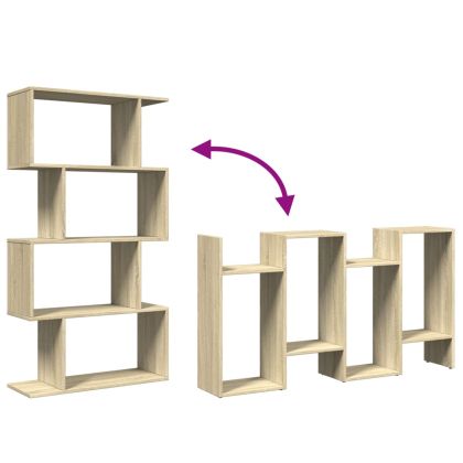 Разделител за стая / библиотека 4 нива дъб сонома 70x24x129 см