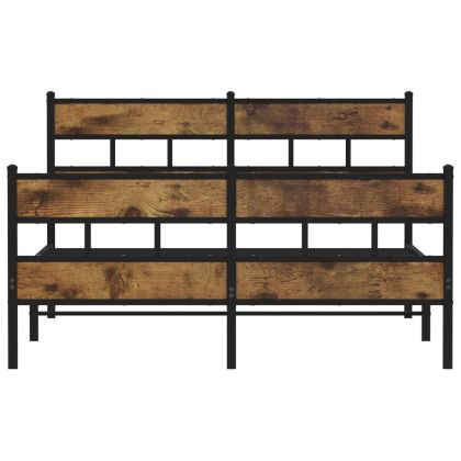 Метална рамка за легло, без матрак, опушен дъб, 140x190 см