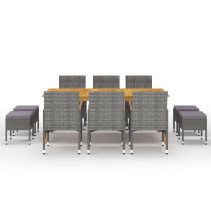 Градински трапезен комплект, 11 части, сив