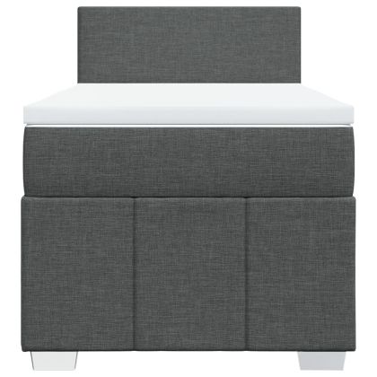 Боксспринг легло с матрак, тъмносив, 90x190 см, плат