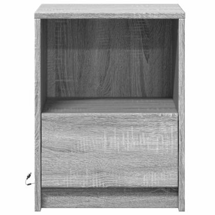 Нощни шкафчета с LED, 2 бр, сив сонома, инженерна дървесина