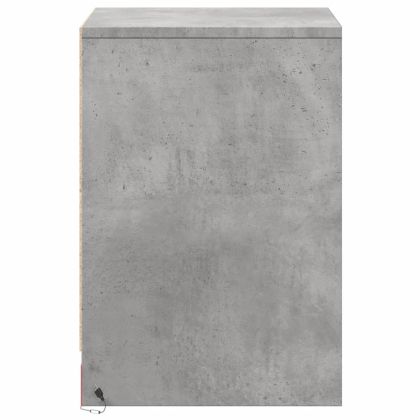 Нощни шкафчета с LED, 2 бр, бетонно сиво, инженерна дървесина
