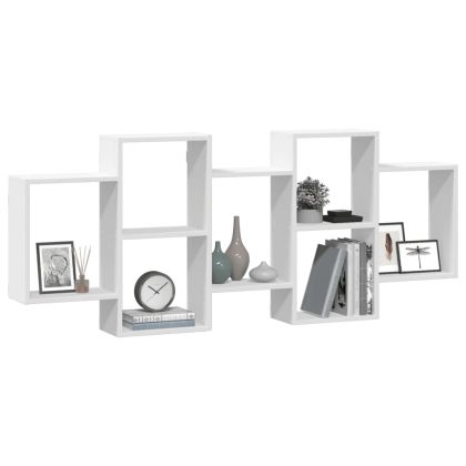 Стенен рафт, бял, 159x18x65 см, инженерно дърво