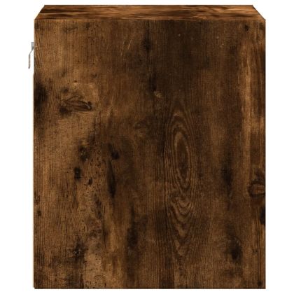 Нощни шкафчета за стена с LED осветление, 2 бр, опушен дъб