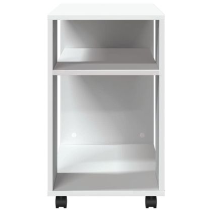 Помощна маса с колелца бяла 70x35x60 см инженерно дърво