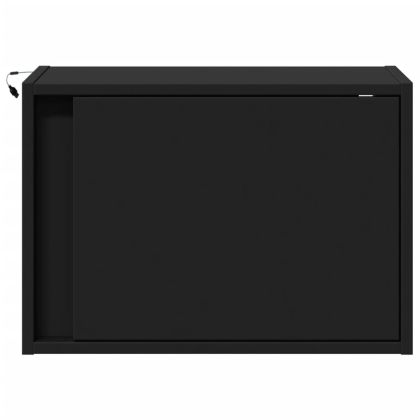 Нощно шкафче за стена с LED светлини, черно