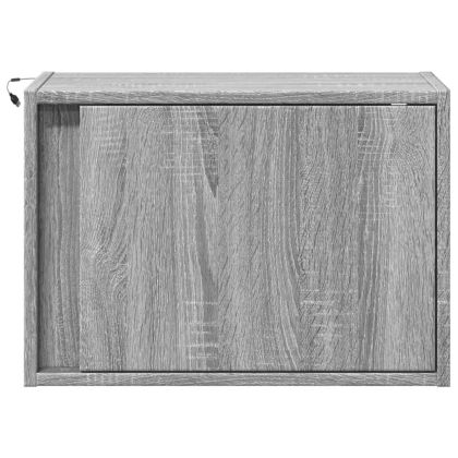 Нощни шкафчета за стена с LED осветление, 2 бр, сив сонома