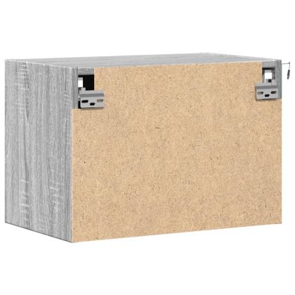 Нощни шкафчета за стена с LED осветление, 2 бр, сив сонома