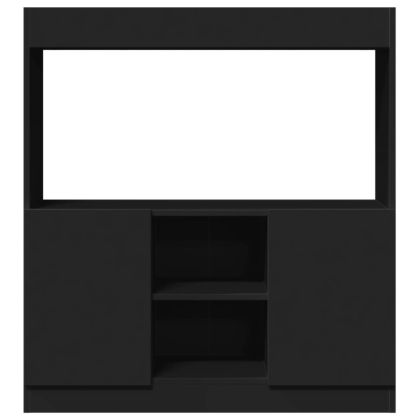 Висок шкаф, черен, 92x33x100 см, инженерно дърво